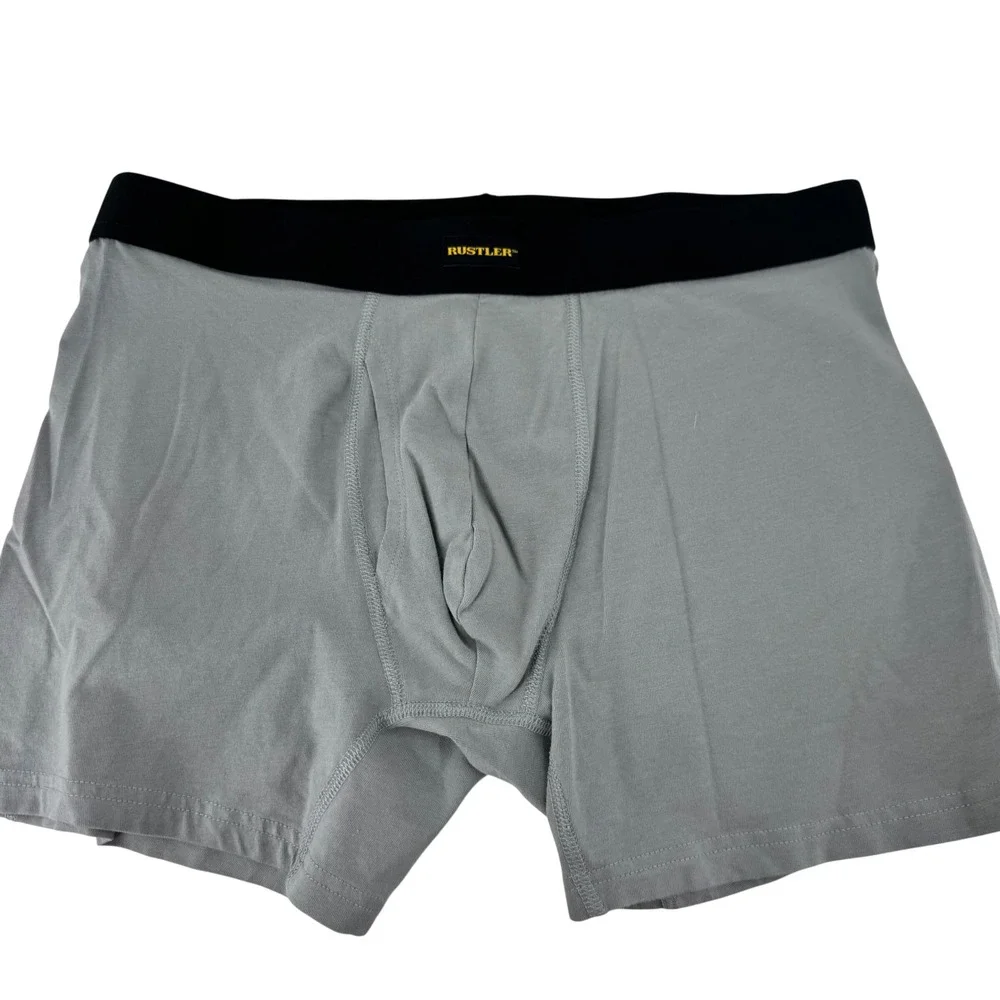 Rustler Wrangler Mens Boxer Briefs Grey Cotton Spandex L 36 38 Comfort Waistband